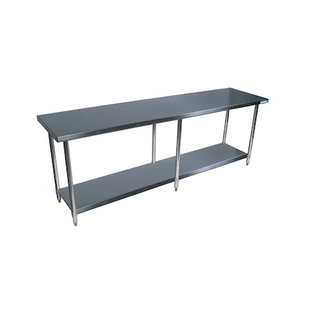 Bk Resources Work Table Stainless Steel W/Undershelf, Plastic bullet feet 84"Wx30"D SVT-8430